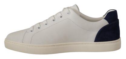 Dolce & Gabbana - Elegant White and Blue Low-Top Leather Sneakers