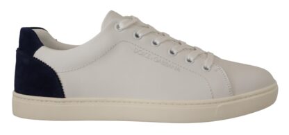 Dolce & Gabbana - Elegant White and Blue Low-Top Leather Sneakers