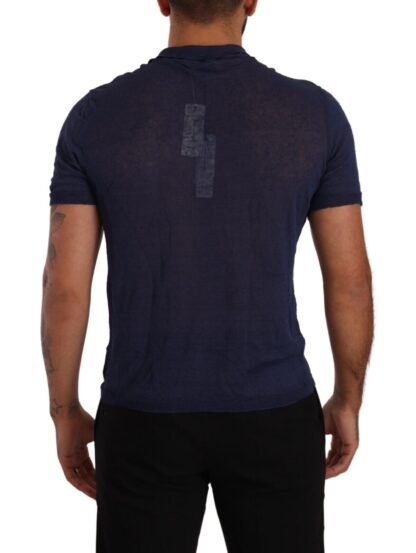 Daniele Alessandrini - Navy Linen Blend Collared T-Shirt