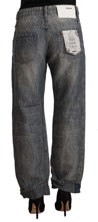 Acht - Chic Gray Straight Cut Ramie-Cotton Jeans