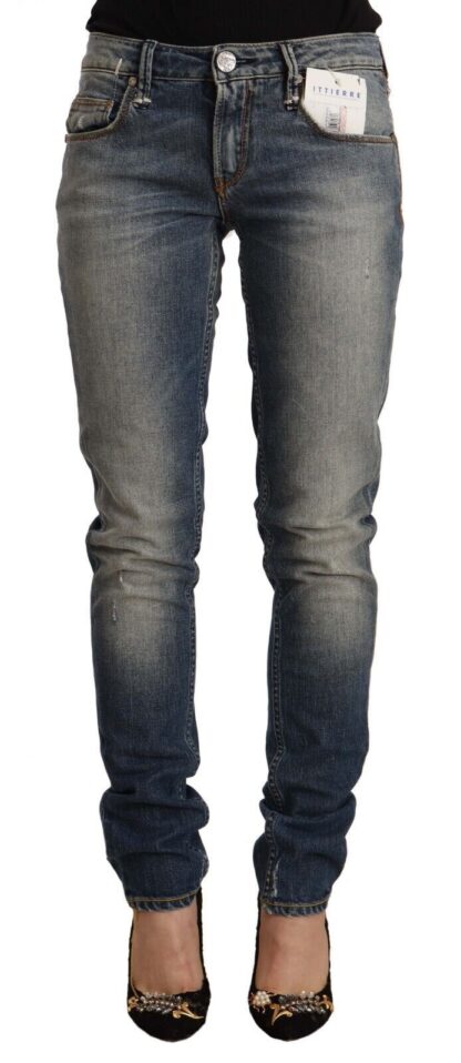 Acht - Blue Washed Skinny Cotton Blend Jeans