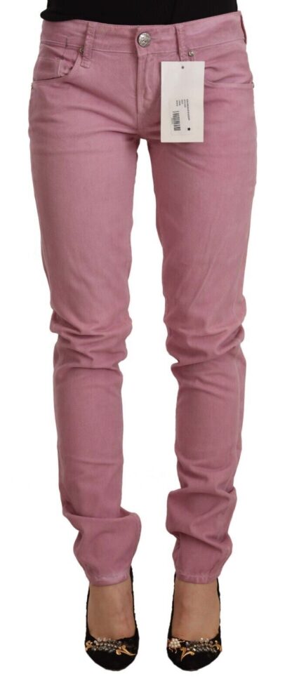 Acht - Elegant Pink Slim Fit Denim Jeans