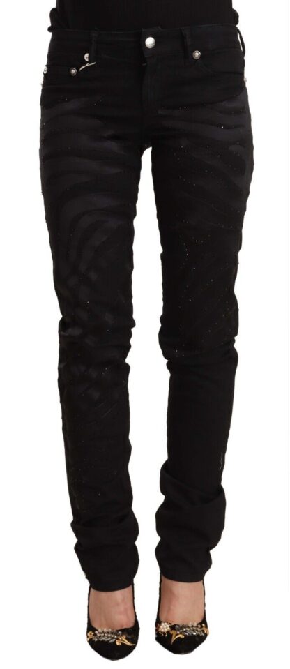 Just Cavalli - Elegant Black Slim Fit Embellished Jeans