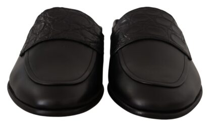 Dolce & Gabbana - Exquisite Black & Burgundy Leather Slides