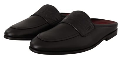 Dolce & Gabbana - Exquisite Black & Burgundy Leather Slides