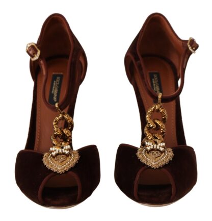 Dolce & Gabbana - Elegant Gold Detail Velvet Heels