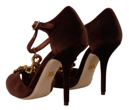 Dolce & Gabbana - Elegant Gold Detail Velvet Heels