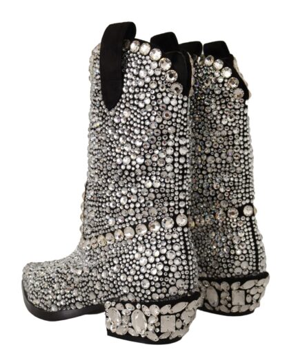 Dolce & Gabbana - Crystal-Embellished Black Suede Boots