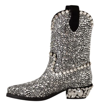 Dolce & Gabbana - Crystal-Embellished Black Suede Boots