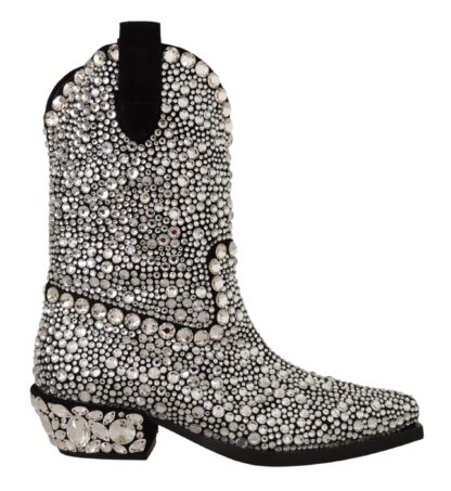 Dolce & Gabbana - Crystal-Embellished Black Suede Boots