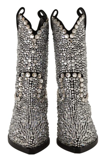 Dolce & Gabbana - Crystal-Embellished Black Suede Boots