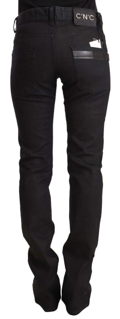 Costume National - Sleek Mid-Waist Slim-Fit Black Jeans