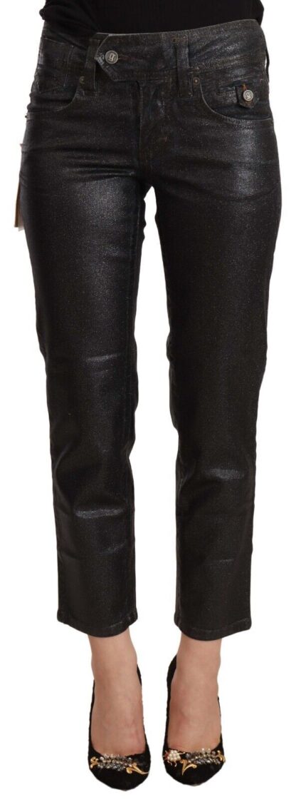 John Galliano - Chic Black Glittered Cropped Pants