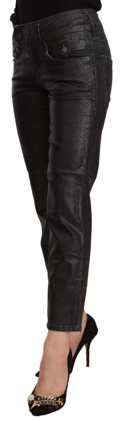 John Galliano - Chic Black Glittered Cropped Pants