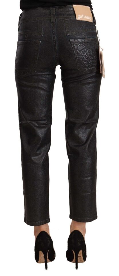 John Galliano - Chic Black Glittered Cropped Pants