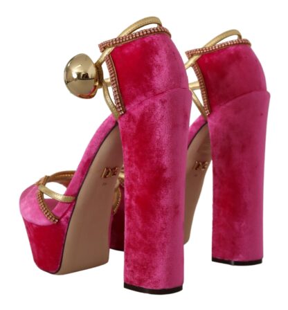 Dolce & Gabbana - Ethereal Pink Velvet Crystal Sandals