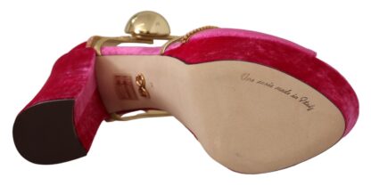 Dolce & Gabbana - Ethereal Pink Velvet Crystal Sandals