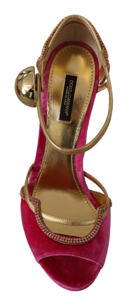 Dolce & Gabbana - Ethereal Pink Velvet Crystal Sandals