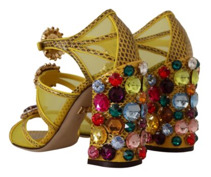 Dolce & Gabbana - Stunning Crystal-Embellished Yellow Leather Sandals