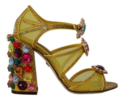 Dolce & Gabbana - Stunning Crystal-Embellished Yellow Leather Sandals