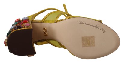 Dolce & Gabbana - Stunning Crystal-Embellished Yellow Leather Sandals