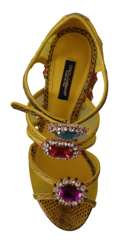 Dolce & Gabbana - Stunning Crystal-Embellished Yellow Leather Sandals