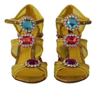 Dolce & Gabbana - Stunning Crystal-Embellished Yellow Leather Sandals