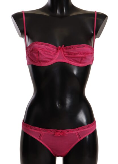 Ermanno Scervino - Chic Dark Pink Lace Cotton Lingerie Set