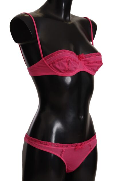 Ermanno Scervino - Chic Dark Pink Lace Cotton Lingerie Set