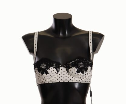 Dolce & Gabbana - Elegant White Lace & Polka Dot Silk Bra