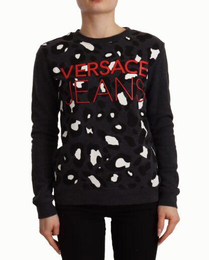 Versace Jeans - Chic Black Leopard Crew Neck Pullover