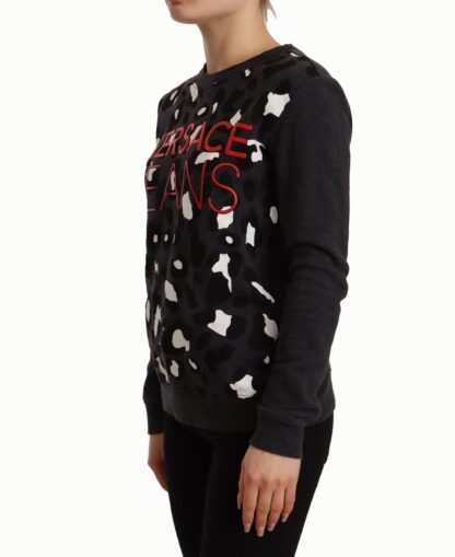 Versace Jeans - Chic Black Leopard Crew Neck Pullover