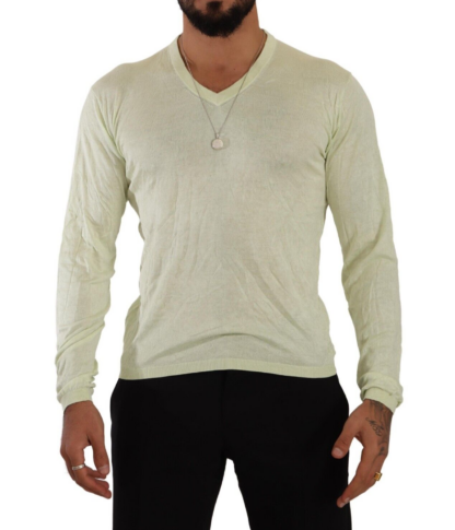 Domenico Tagliente - Elegant Silk V-Neck Pullover Sweater