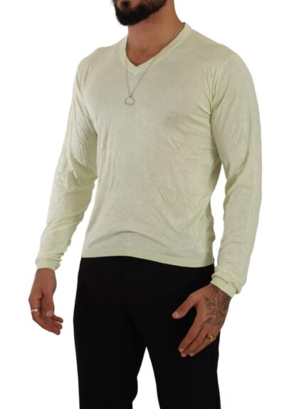 Domenico Tagliente - Elegant Silk V-Neck Pullover Sweater