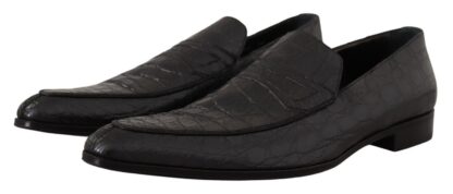 Dolce & Gabbana - Exquisite Black & Gray Crocodile Loafers