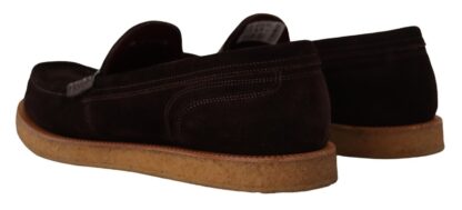 Dolce & Gabbana - Elegant Suede Crocodile Loafers in Brown