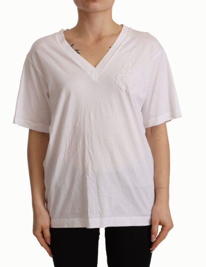 Dolce & Gabbana - Elegant White V-Neck Cotton Tee