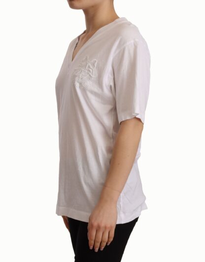 Dolce & Gabbana - Elegant White V-Neck Cotton Tee