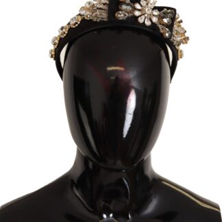 Dolce & Gabbana - Elegant Black Silk Studded Diadem Headpiece