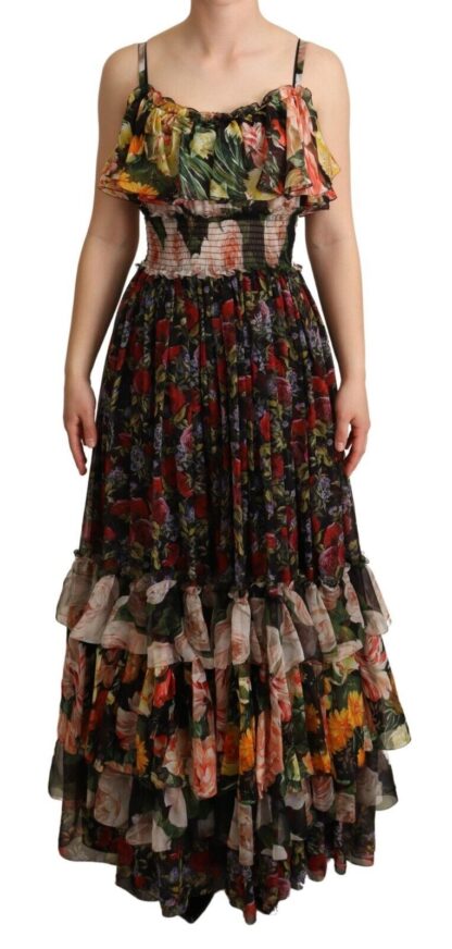 Dolce & Gabbana - Exquisite Floral Empire Silk Long Dress