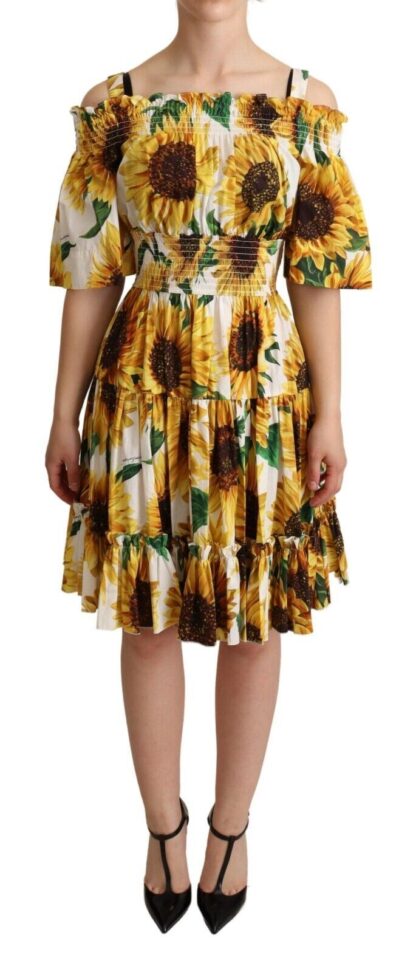 Dolce & Gabbana - Elegant Sunflower Open Shoulder Dress