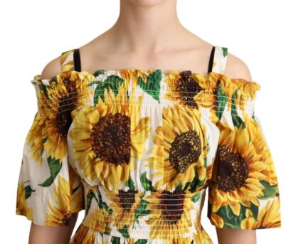 Dolce & Gabbana - Elegant Sunflower Open Shoulder Dress