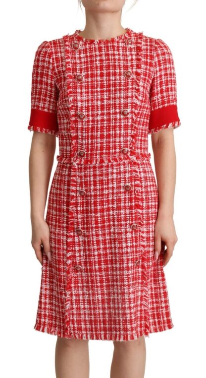 Dolce & Gabbana - Chic Checkered Sheath Knee-Length Dress