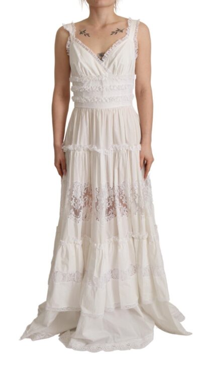 Dolce & Gabbana - Elegant White A-Line Tiered Maxi Dress