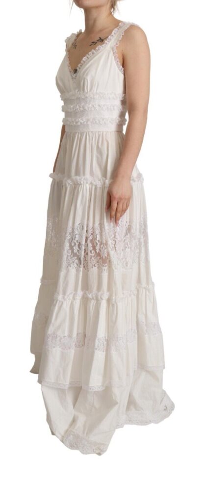 Dolce & Gabbana - Elegant White A-Line Tiered Maxi Dress