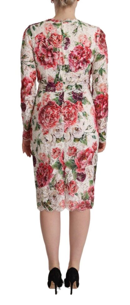 Dolce & Gabbana - Elegant Sheath Lace Floral Midi Dress