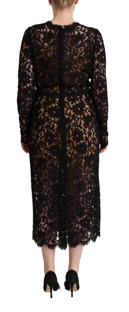 Dolce & Gabbana - Elegant Floral Lace Sheath Midi Dress