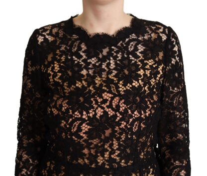 Dolce & Gabbana - Elegant Floral Lace Sheath Midi Dress