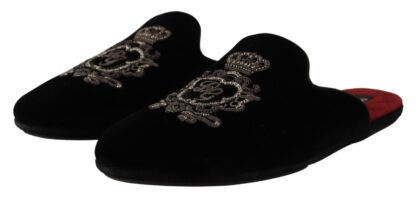 Dolce & Gabbana - Elegant Velvet Embroidered Slides