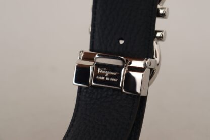 Salvatore Ferragamo - Reversible Marine Blue and Black Calf Leather Belt